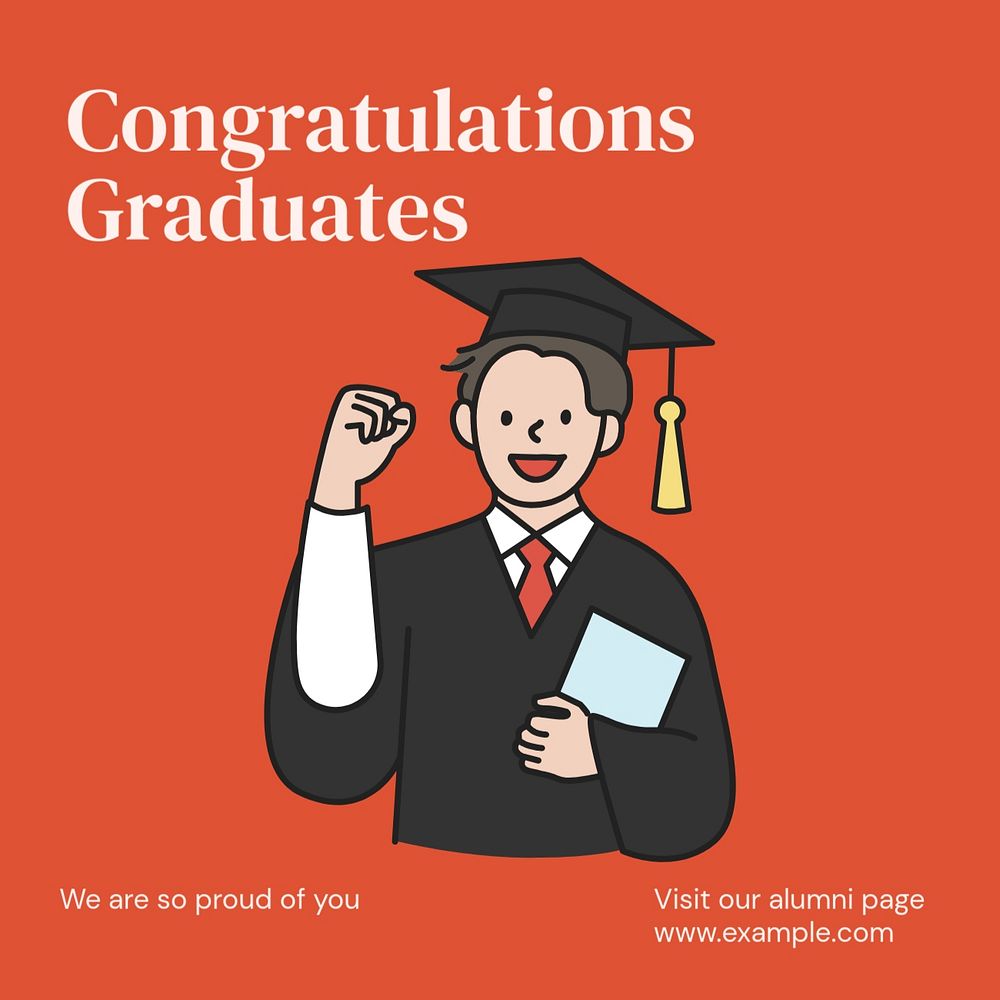 Congratulations graduates Instagram post template, editable text