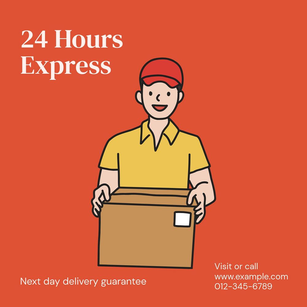 Express delivery Instagram post template, editable text