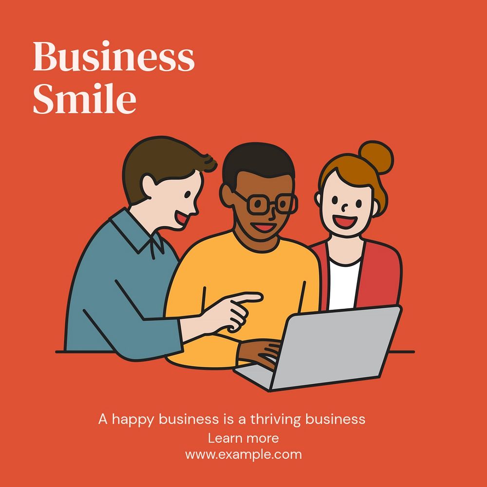 Business smile Instagram post template, editable text