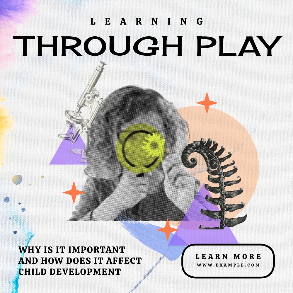 Learning through play Instagram post template, editable design