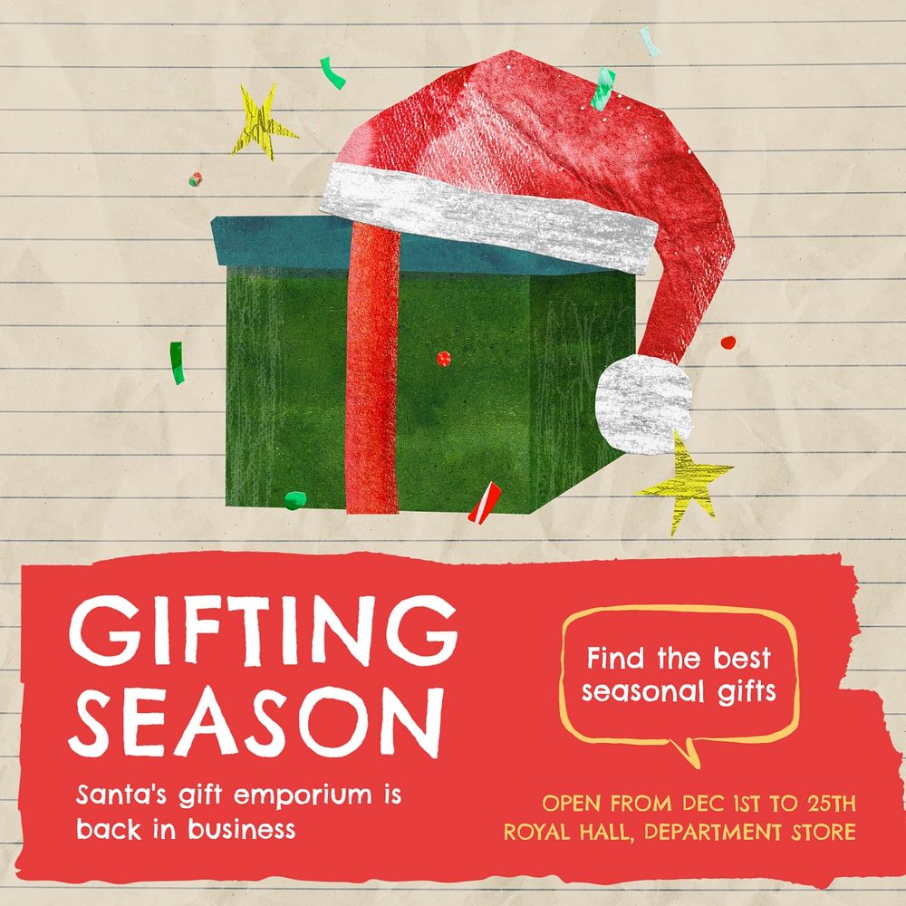 Christmas gift shop Instagram post template, editable text