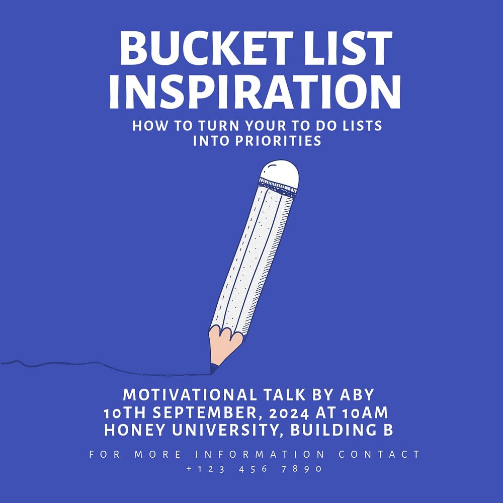 Bucket list inspiration Instagram post template, editable text