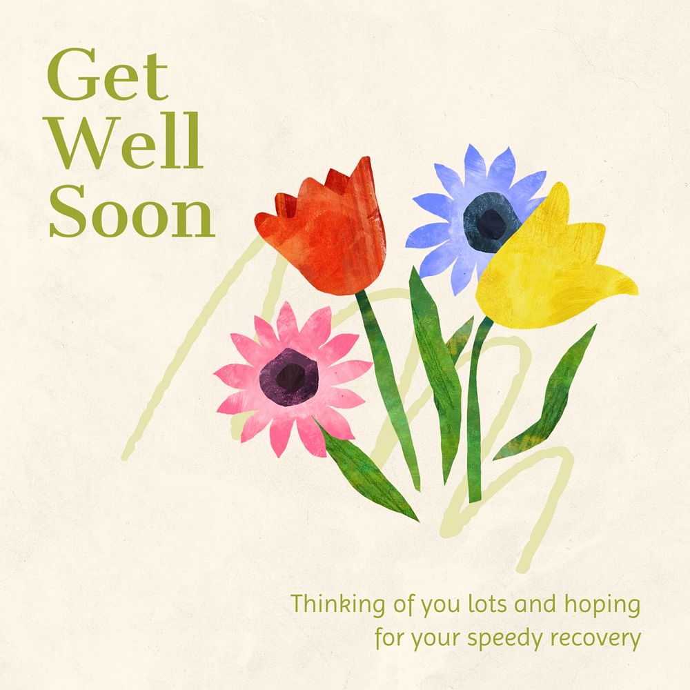 Get well soon Instagram post | Premium Editable Template - rawpixel