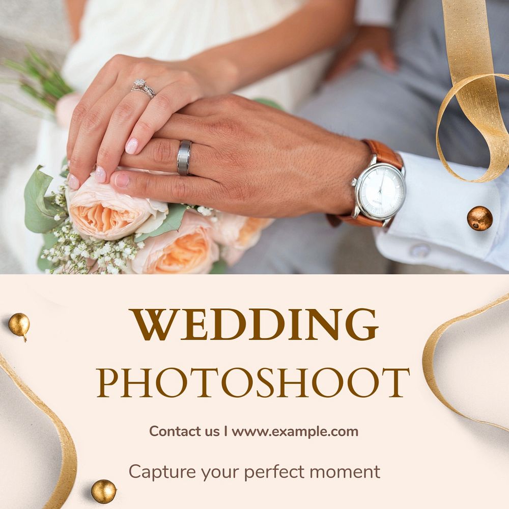 Wedding photoshoot Instagram post template, editable text