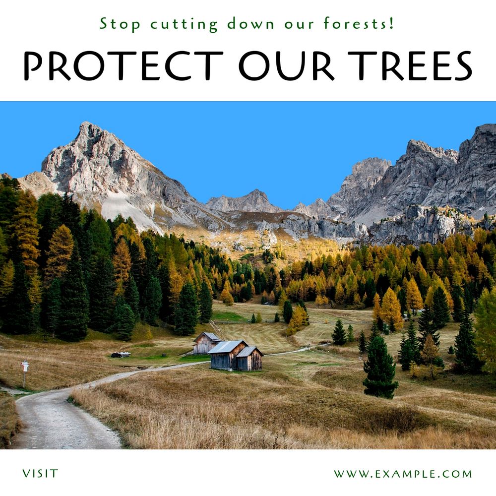 Protect our trees Instagram post template, editable text