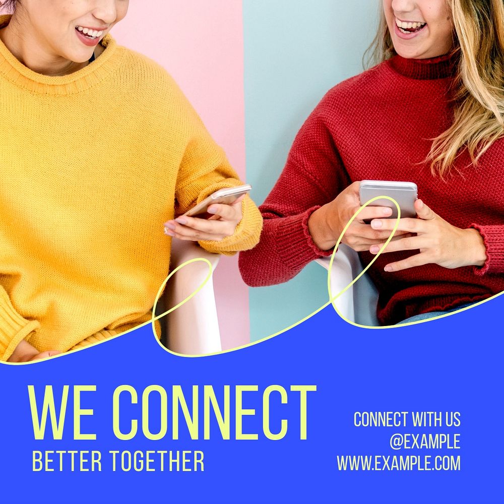 We connect Instagram post template, editable text