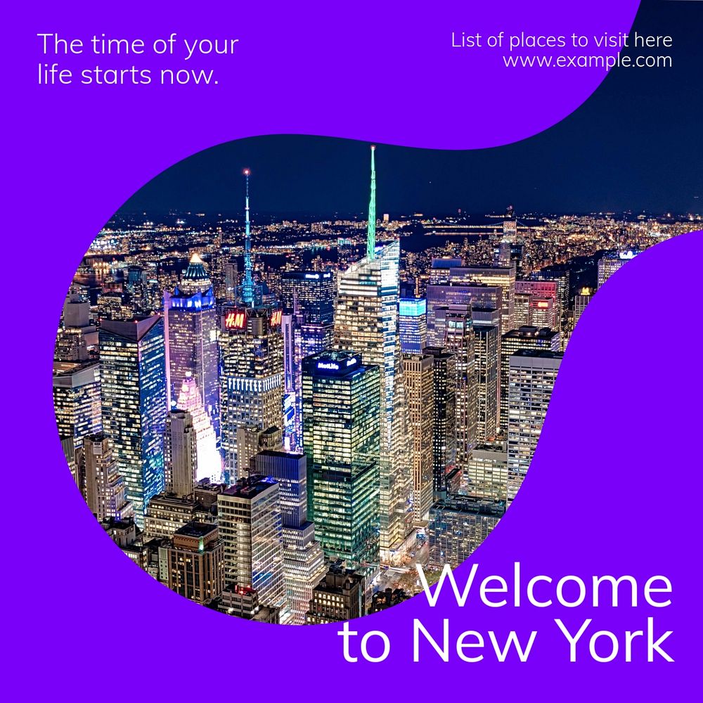 New York Instagram post template, editable text