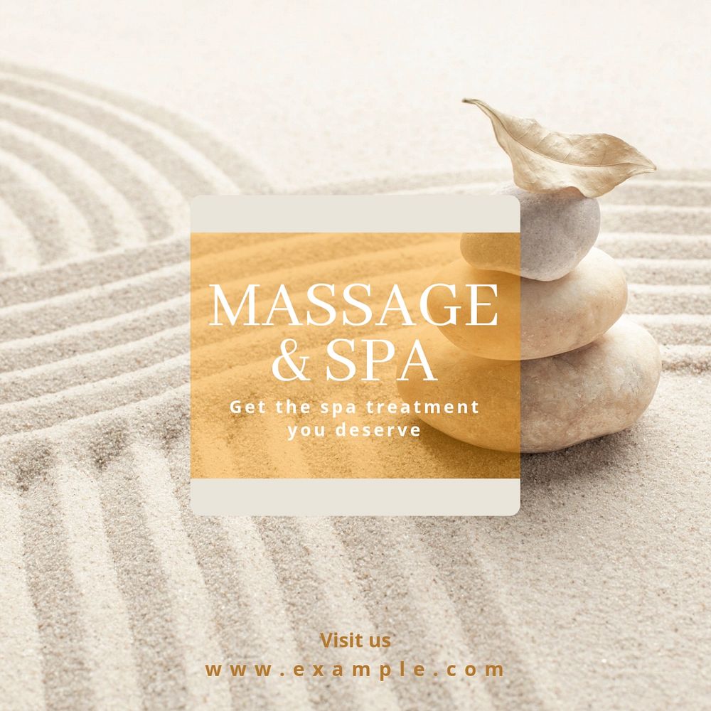 Massage & spa Instagram post template, editable text