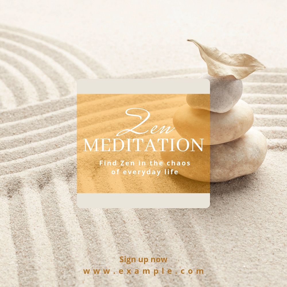 Zen meditation Instagram post template, editable text