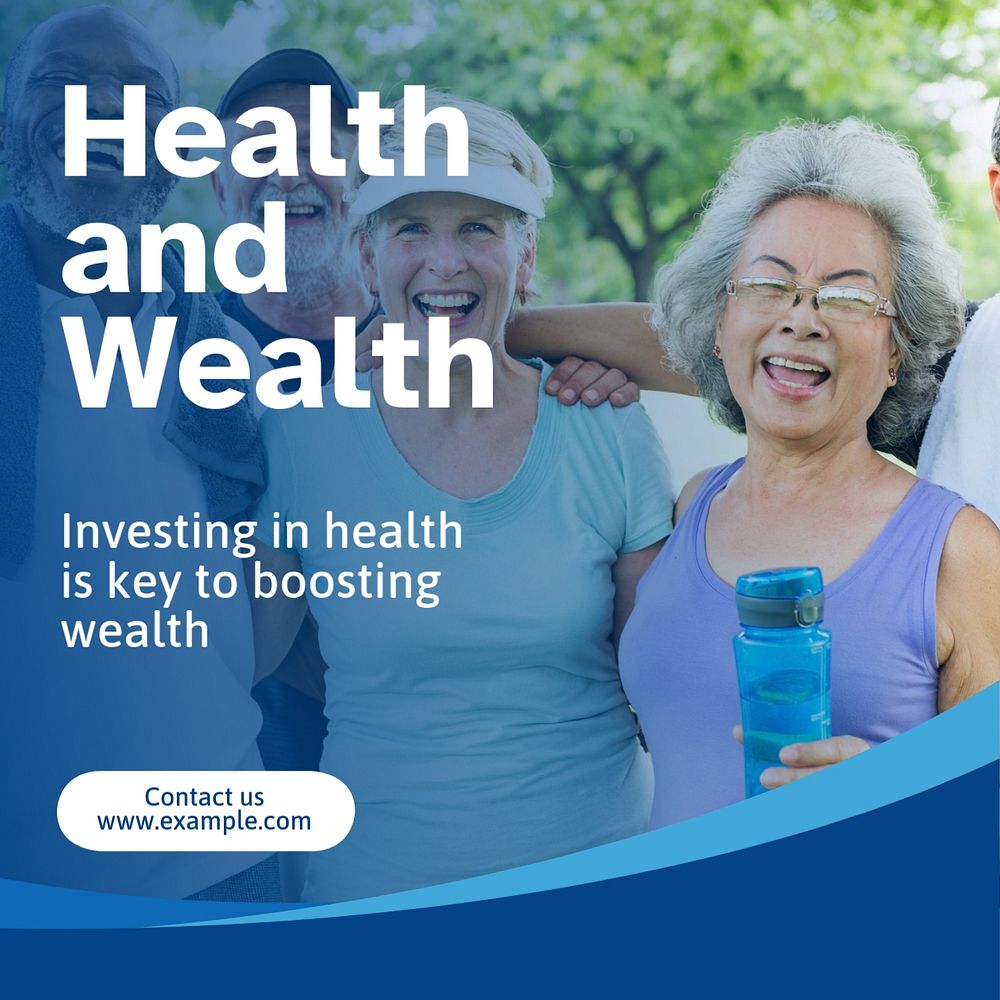 Health and wealth Instagram post template, editable text