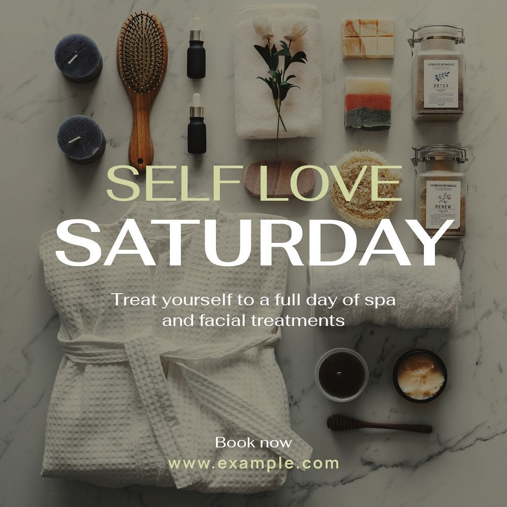 Self love Saturday Instagram post template, editable text