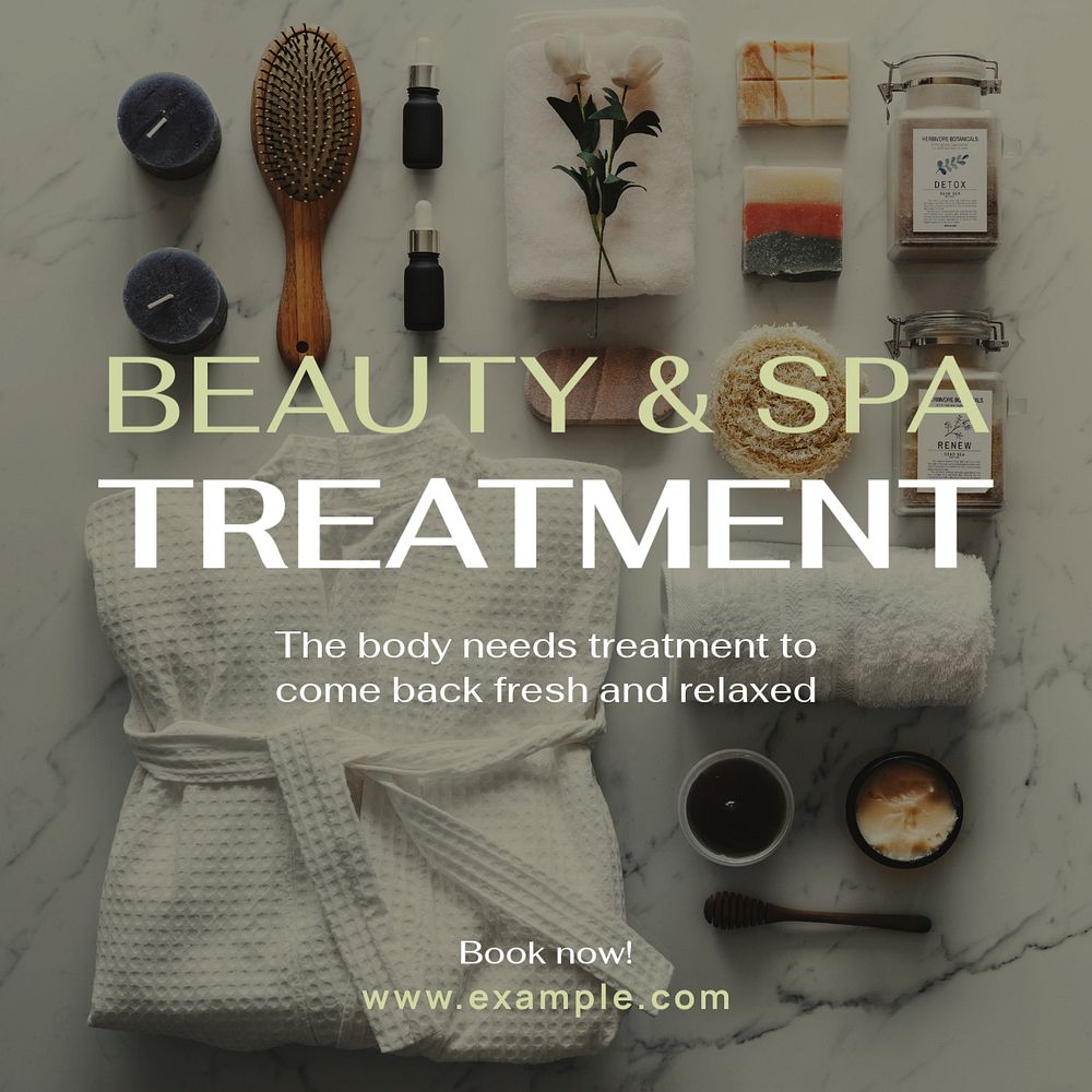 Beauty & spa treatment Instagram post template, editable text