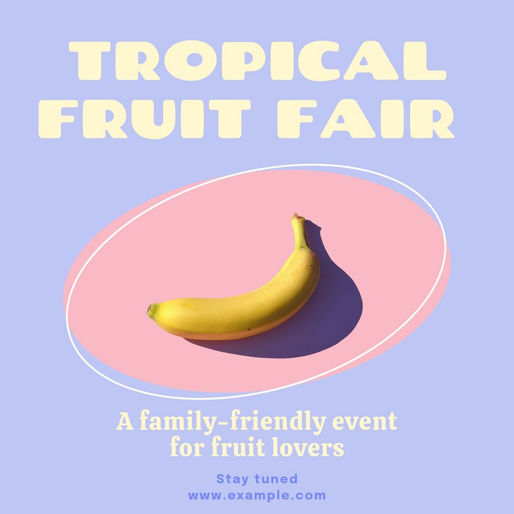 Tropical fruit fair Instagram post template, editable text