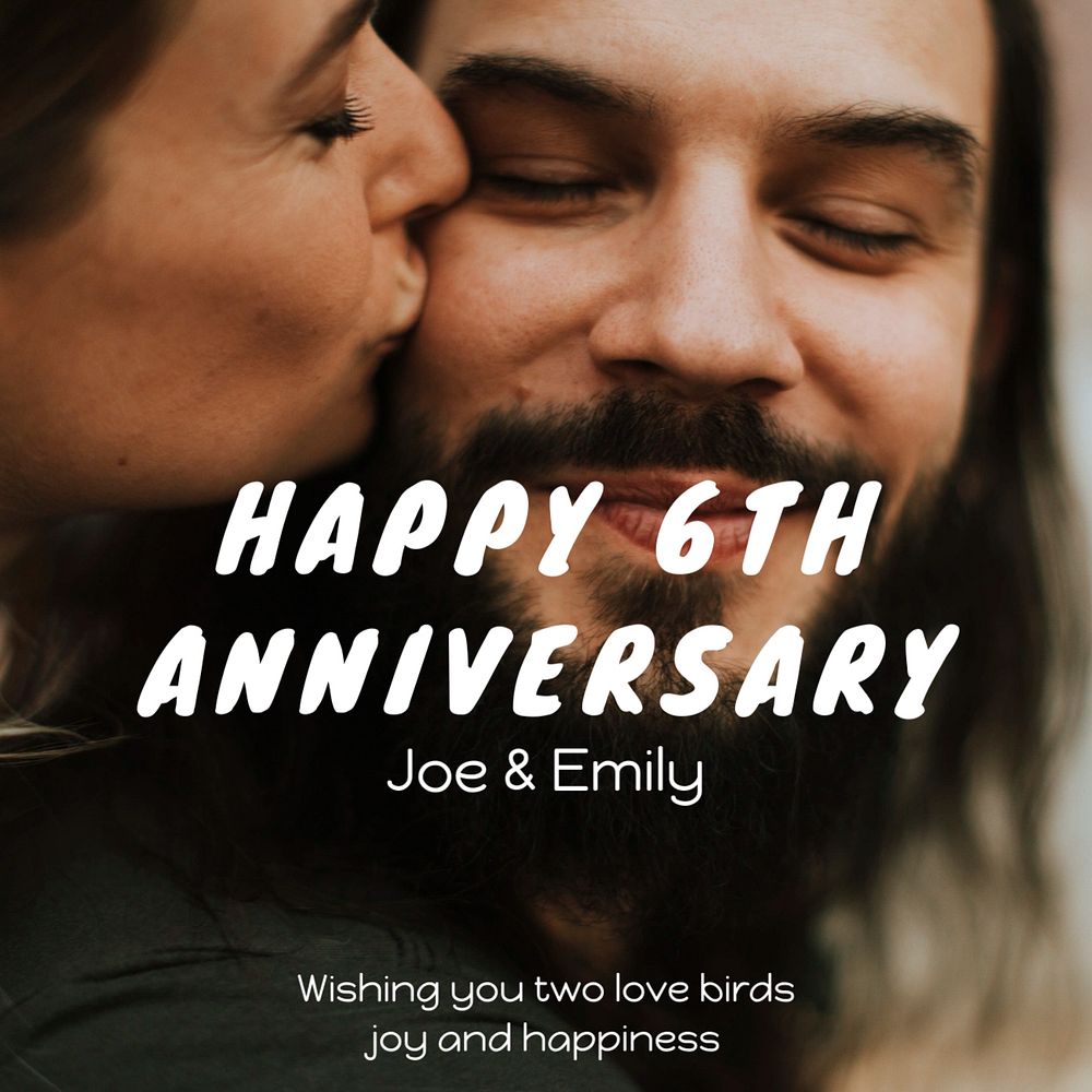 Happy anniversary Instagram post template, editable text