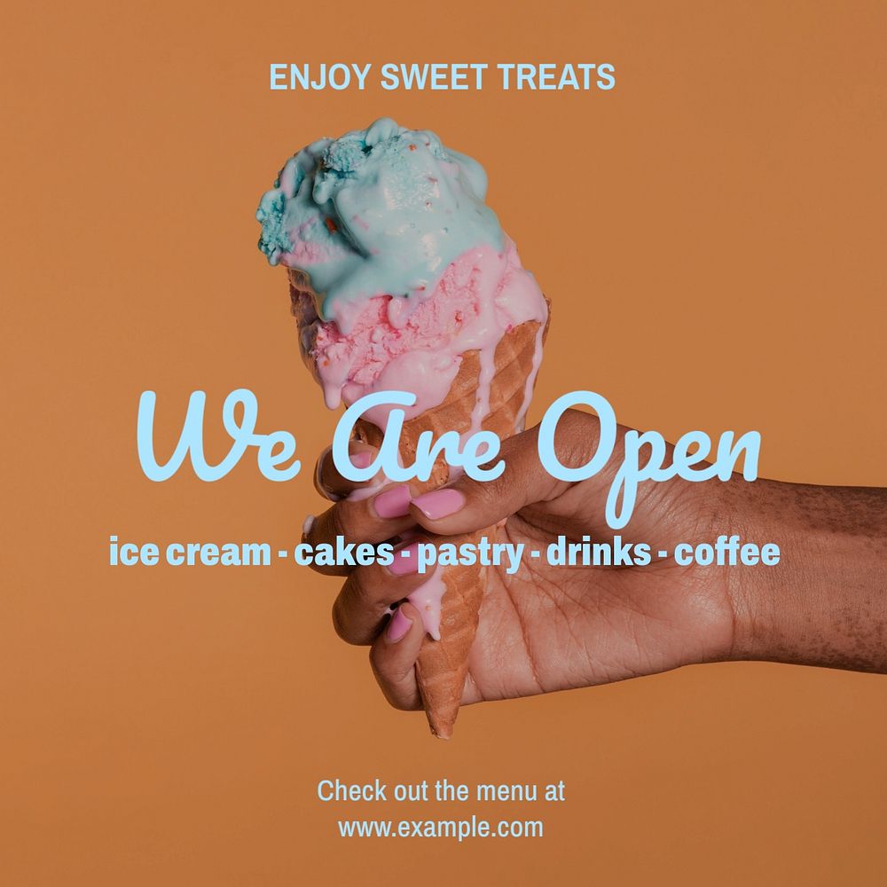 We are open Instagram post template, editable text