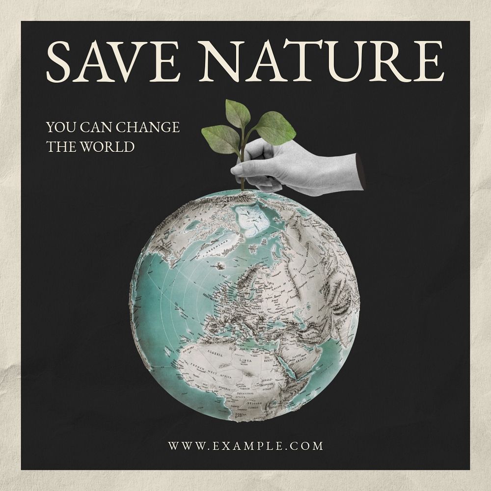 Save nature Instagram post template, editable text