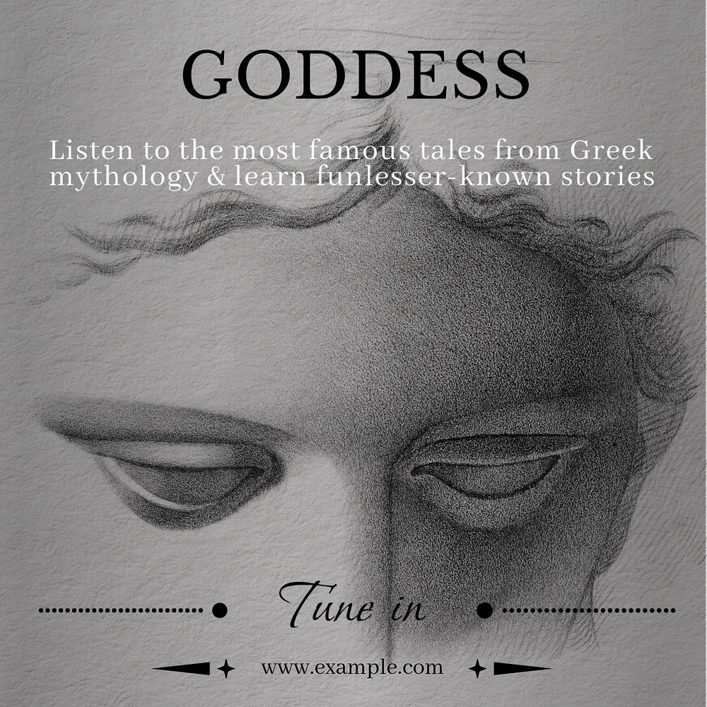 Goddess podcast Instagram post template, editable text