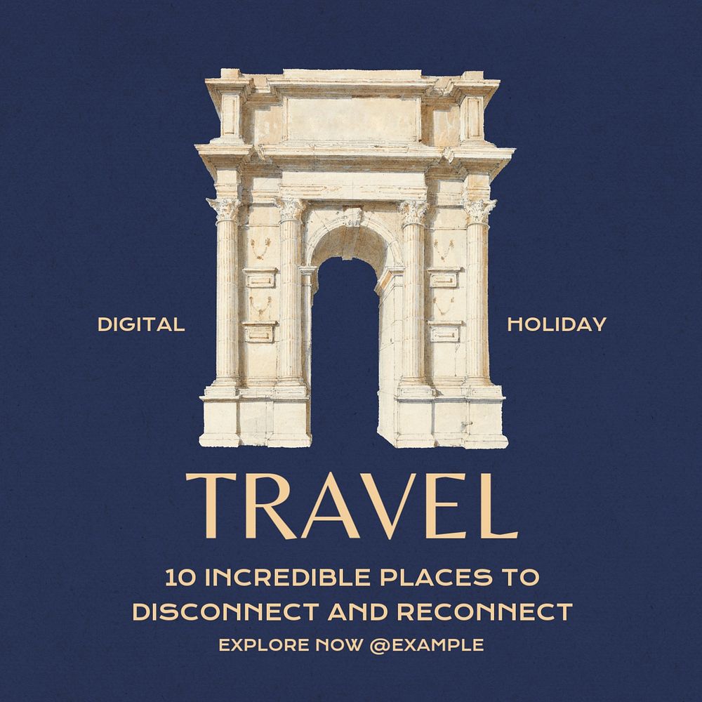 Travel Instagram post template, editable text