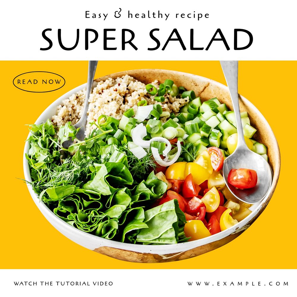 Salad recipe Instagram post template, editable text