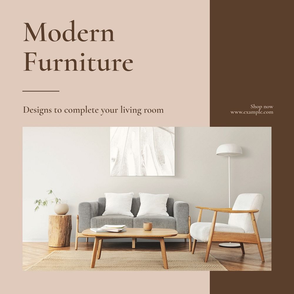 Modern furniture Instagram post template, editable text