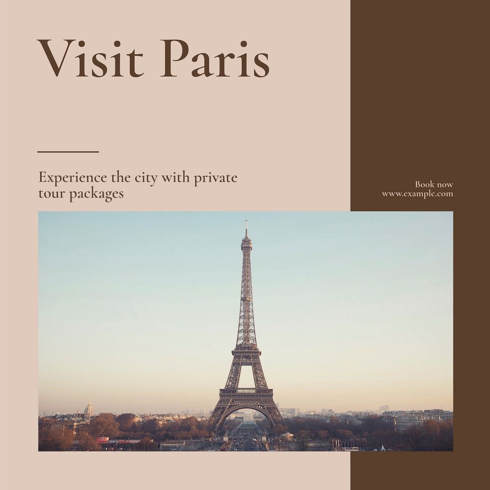 Paris private tour Instagram post template, editable text