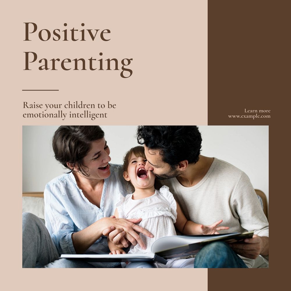 Positive parenting Instagram post template, editable text