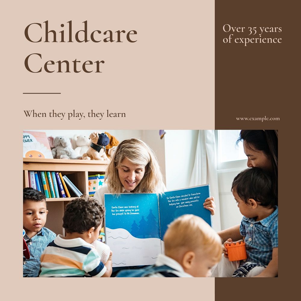 Childcare center Instagram post template, editable text