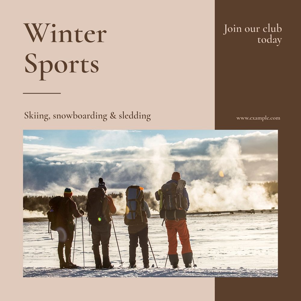 Winter sports Instagram post template, editable text