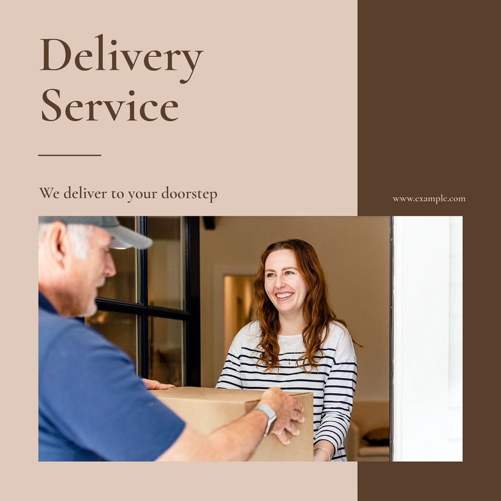 Delivery service Instagram post template, editable text