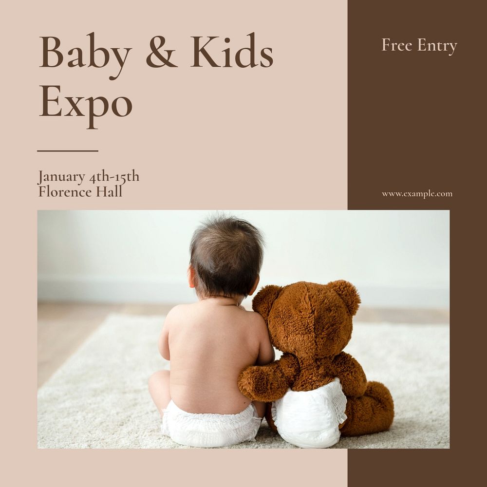 Baby & kids expo Instagram post template, editable text