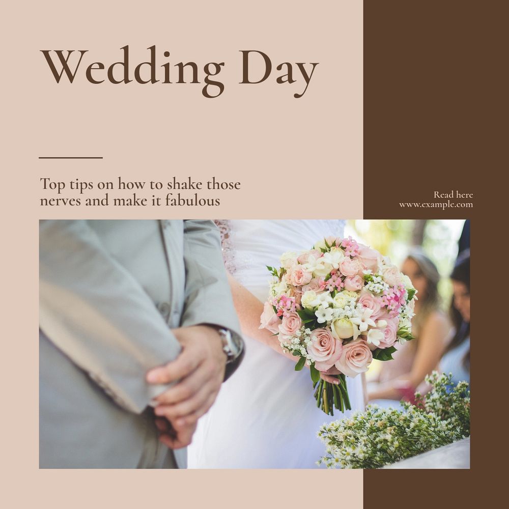 Wedding day Instagram post template, editable text