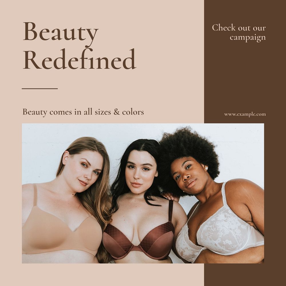 Redefined beauty Instagram post template, editable text