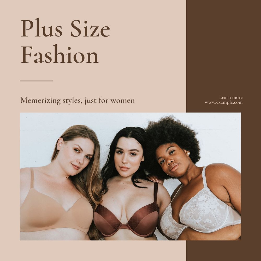 Plus size fashion Instagram post template, editable text