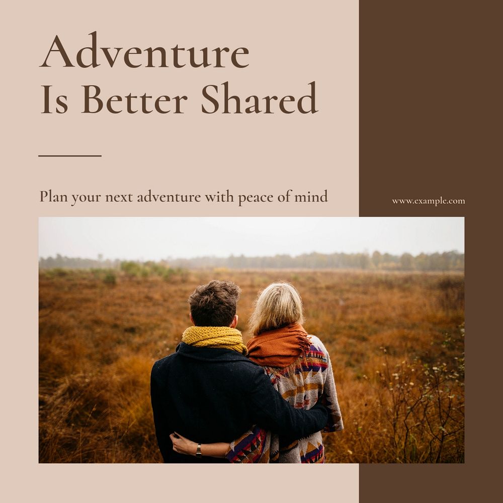 Adventure together Instagram post template, editable text