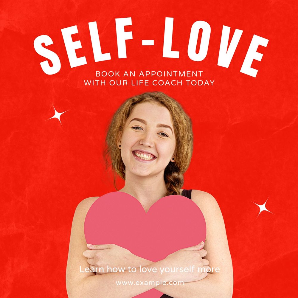 Self-love Instagram post template, editable text