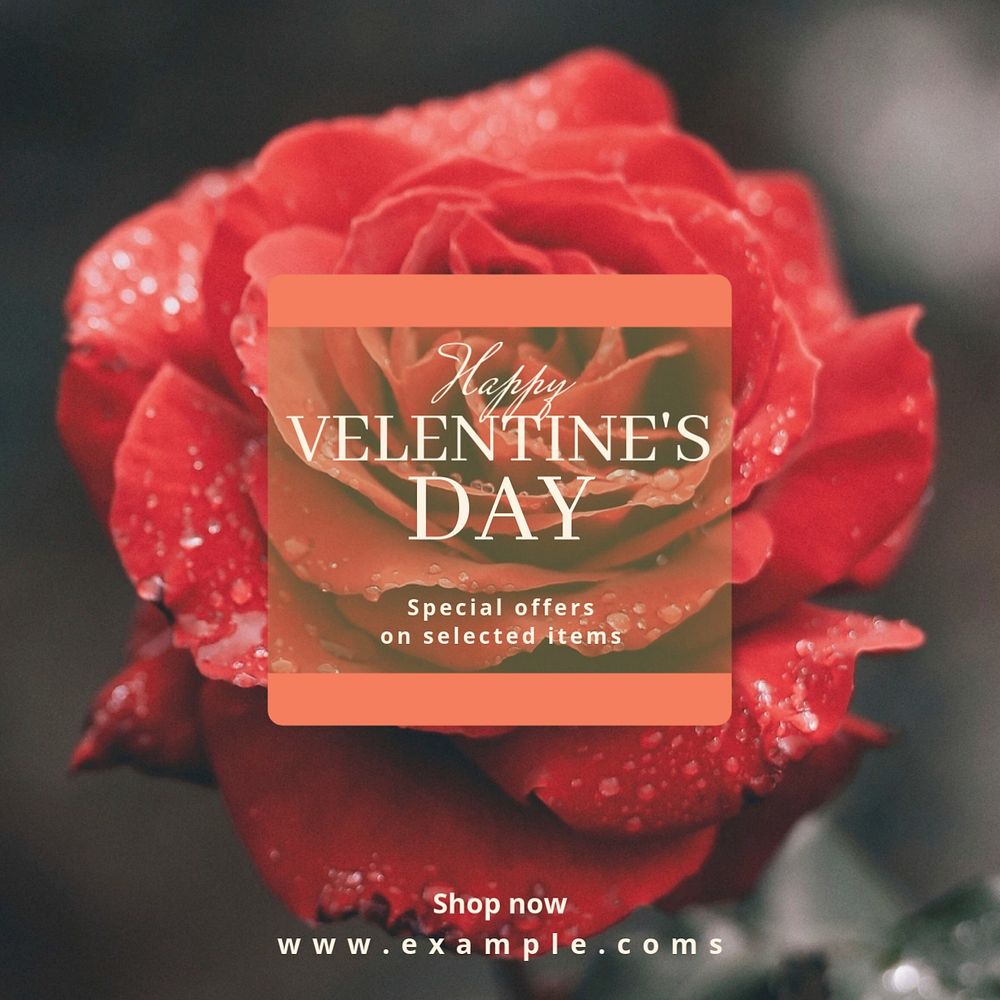 Valentine's day sale Instagram post template, editable text