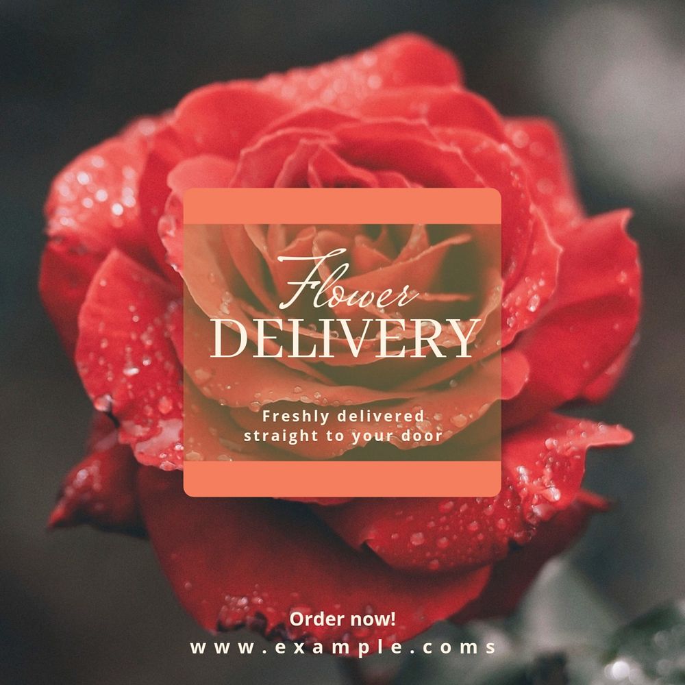 Flower delivery Instagram post template, editable text