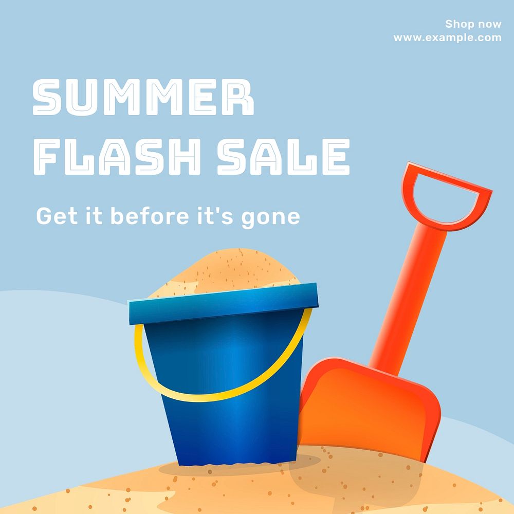 Summer flash sale Instagram post template, editable text