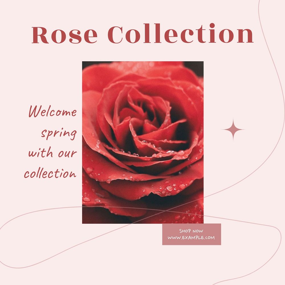 Rose collection  Instagram post template, editable text