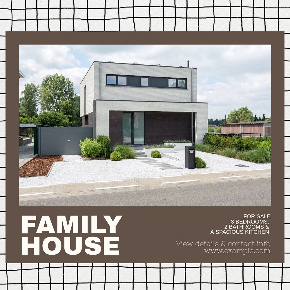 Family house sale Instagram post template, editable text