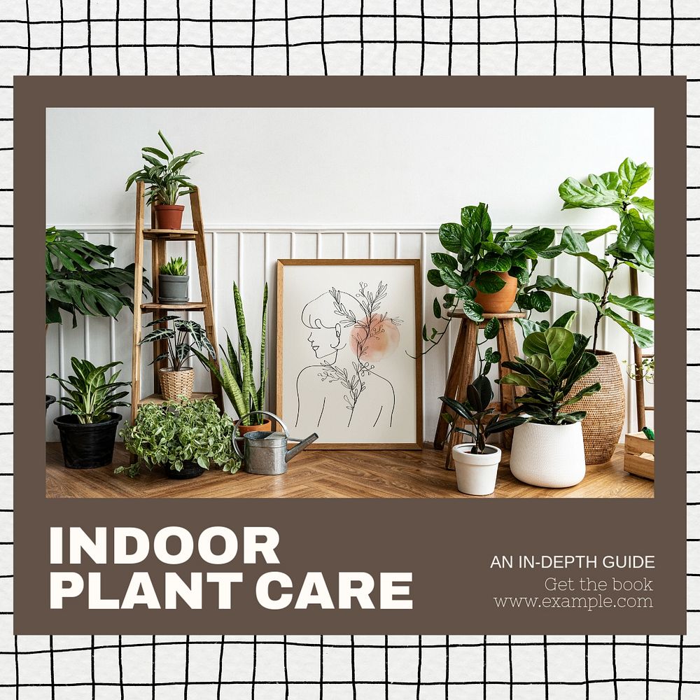 Indoor plant care Instagram post template, editable text