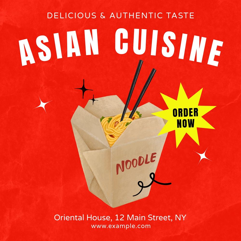 Asian cuisine Instagram post template, editable text