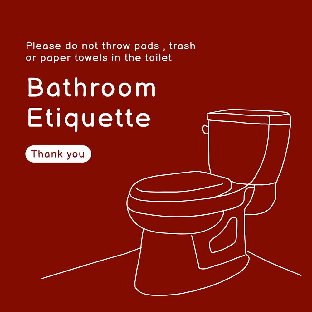 Bathroom etiquette Instagram post template, editable text