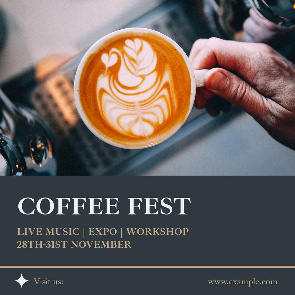 Coffee festival Instagram post template, editable text