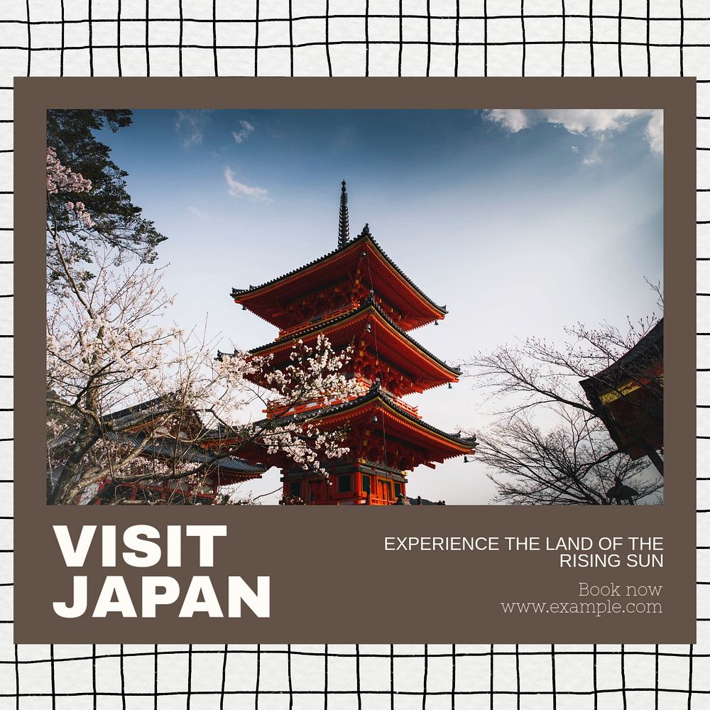 Visit japan Instagram post template, editable text