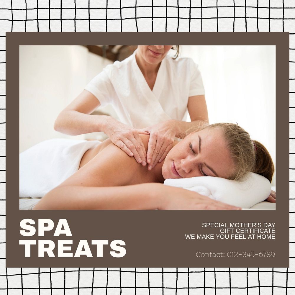 Spa treatment Instagram post template, editable text