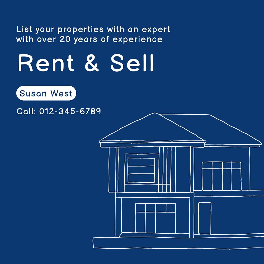 Rent & sell Instagram post template, editable text
