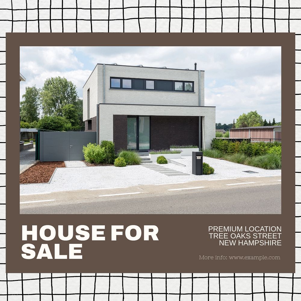 House for sale Instagram post template, editable text