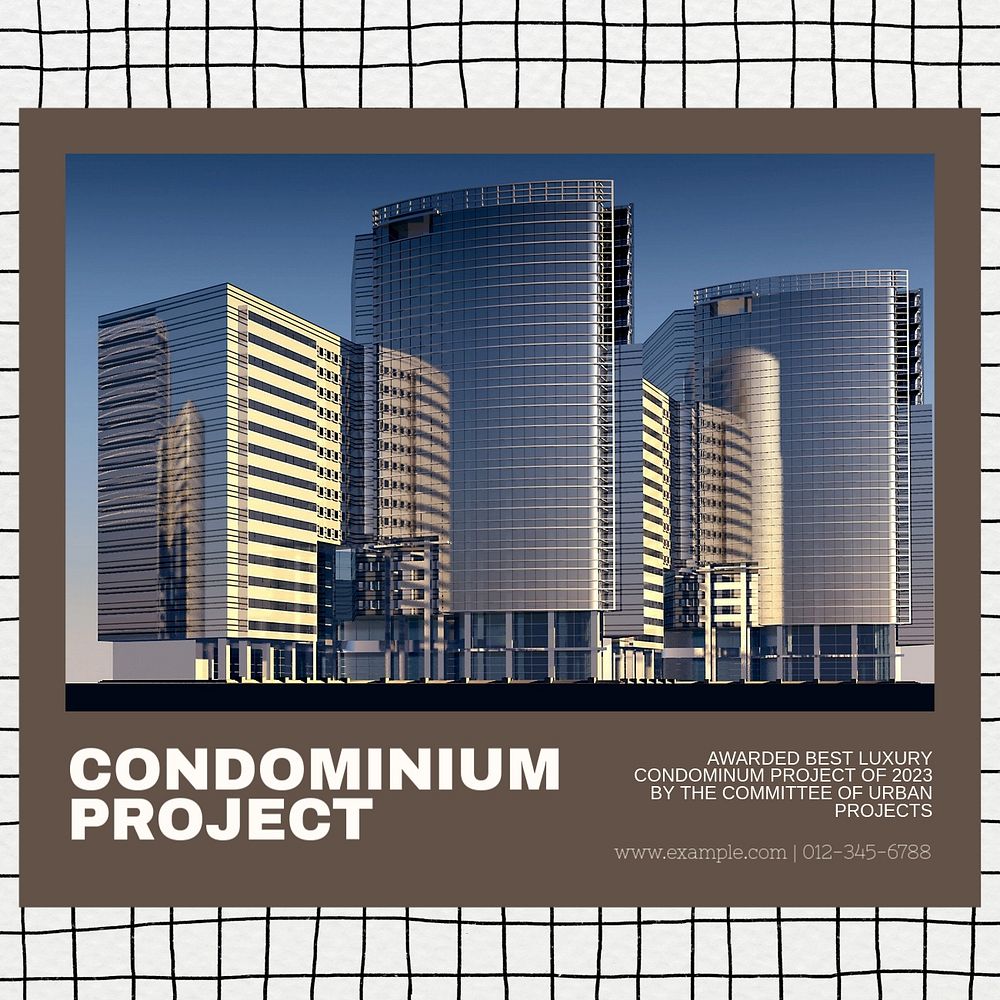 Condominium project Instagram post template, editable text