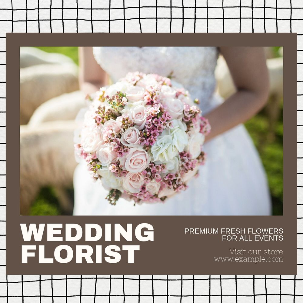 Wedding florist Instagram post template, editable text